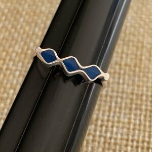 Sterling Native American Made Ring Elegant Blue Diamond Pattern Lapis Lapis Lazu